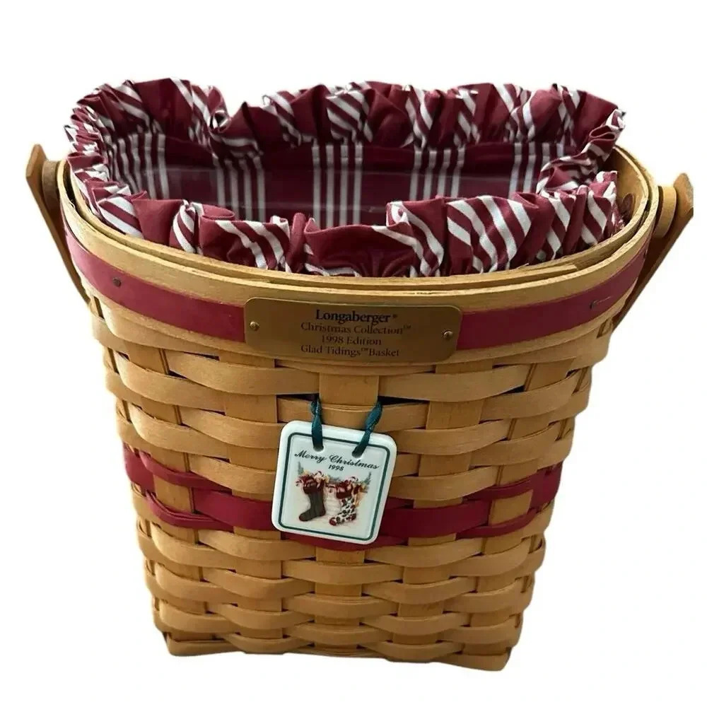 Longaberger Glad Tidings 1998 Christmas Collection Wall Hanging Basket & liner